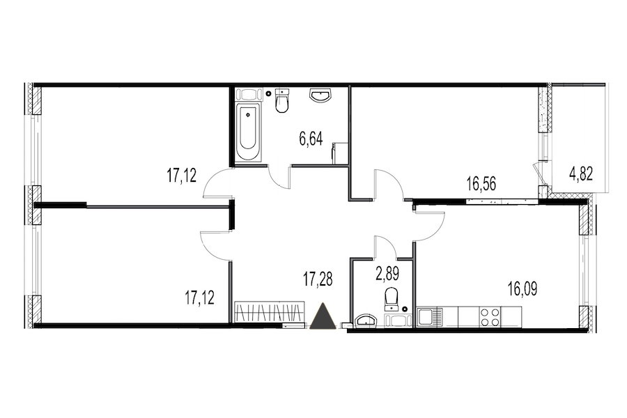 3-комнатная, 94 м² — ЖК ЖК Притяжение