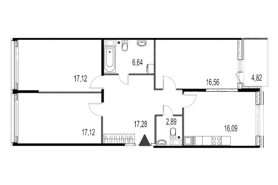 3-комнатная, 94 м² — ЖК ЖК Притяжение