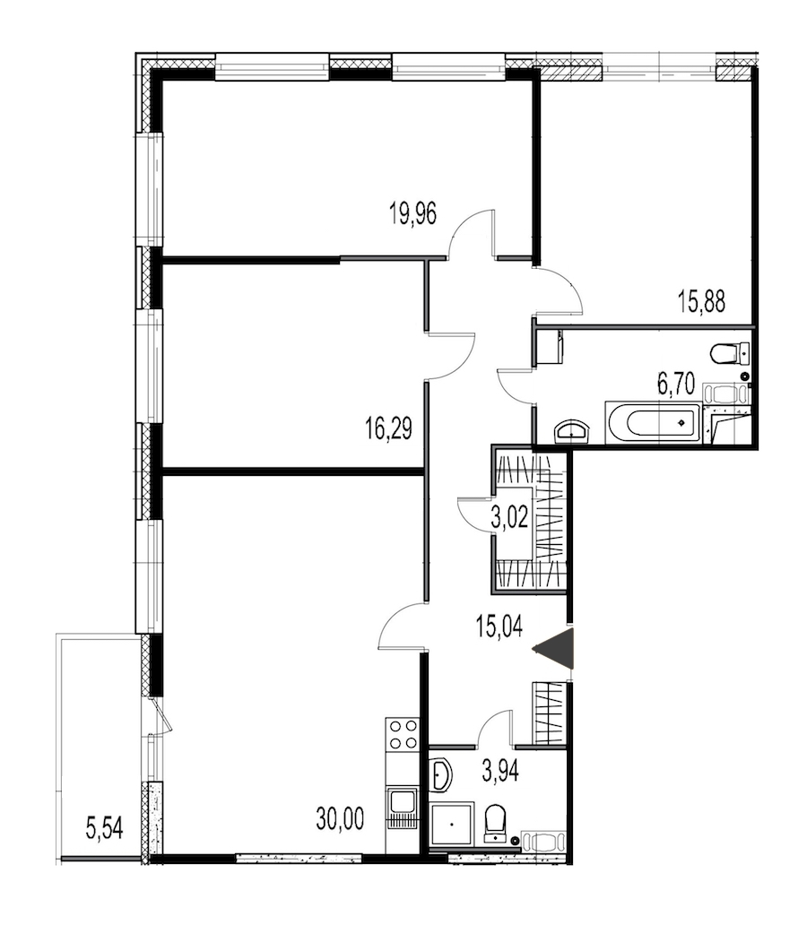 3-комнатная, 111 м² — ЖК ЖК Притяжение