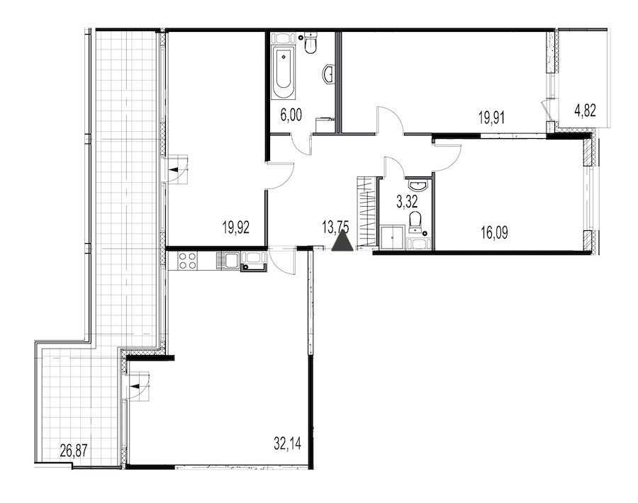 3-комнатная, 111 м² — ЖК ЖК Притяжение