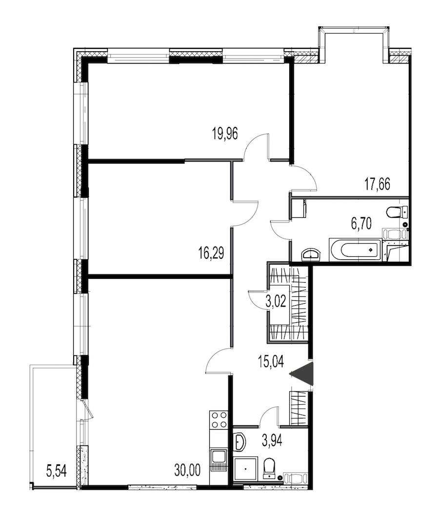 3-комнатная, 113 м² — ЖК ЖК Притяжение