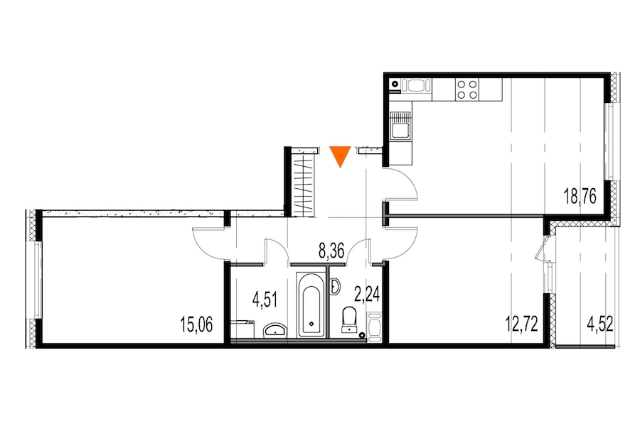 2-комнатная, 62 м² — ЖК ЖК Притяжение