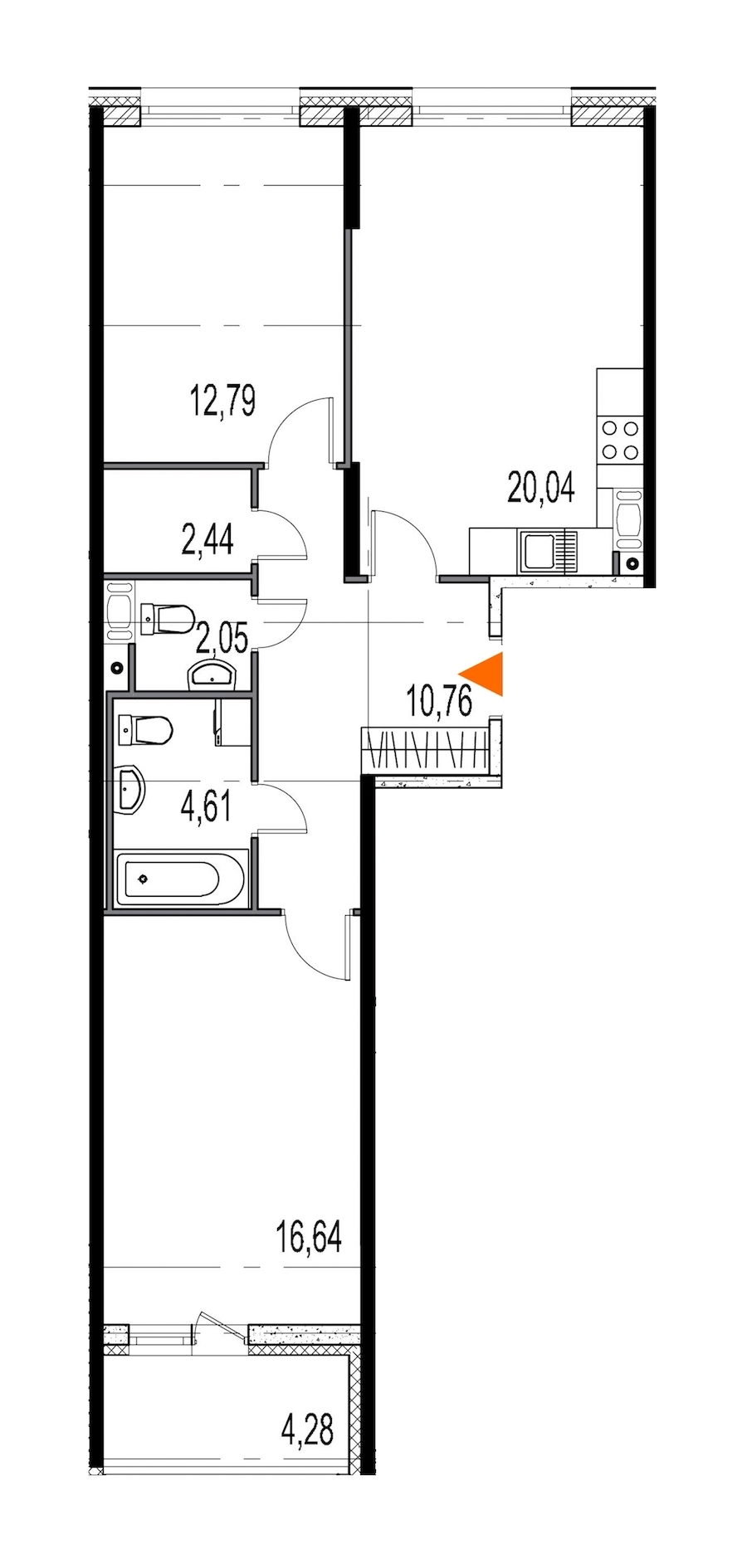 2-комнатная, 69 м² — ЖК ЖК Притяжение