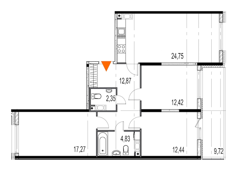 3-комнатная, 87 м² — ЖК ЖК Притяжение
