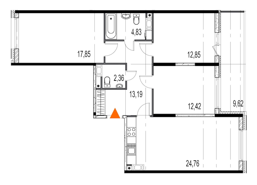 3-комнатная, 88 м² — ЖК ЖК Притяжение