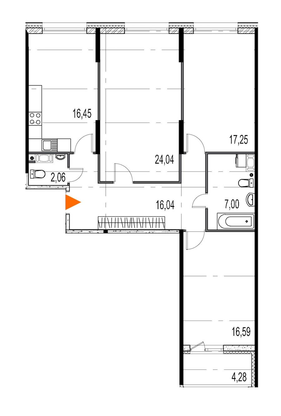 3-комнатная, 99 м² — ЖК ЖК Притяжение