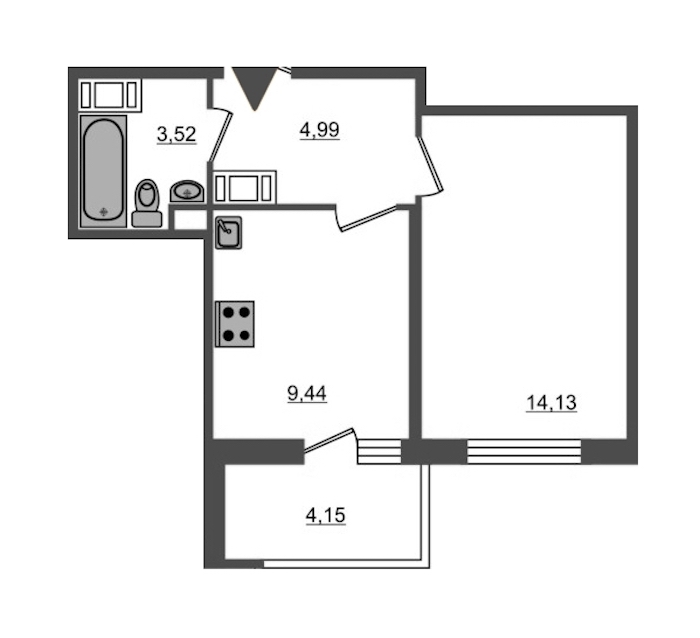 1-комнатная, 34 м² — ЖК ЖК Жили-Были