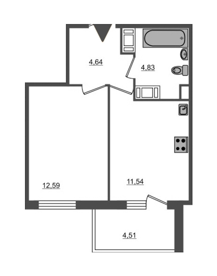 1-комнатная, 36 м² — ЖК ЖК Жили-Были