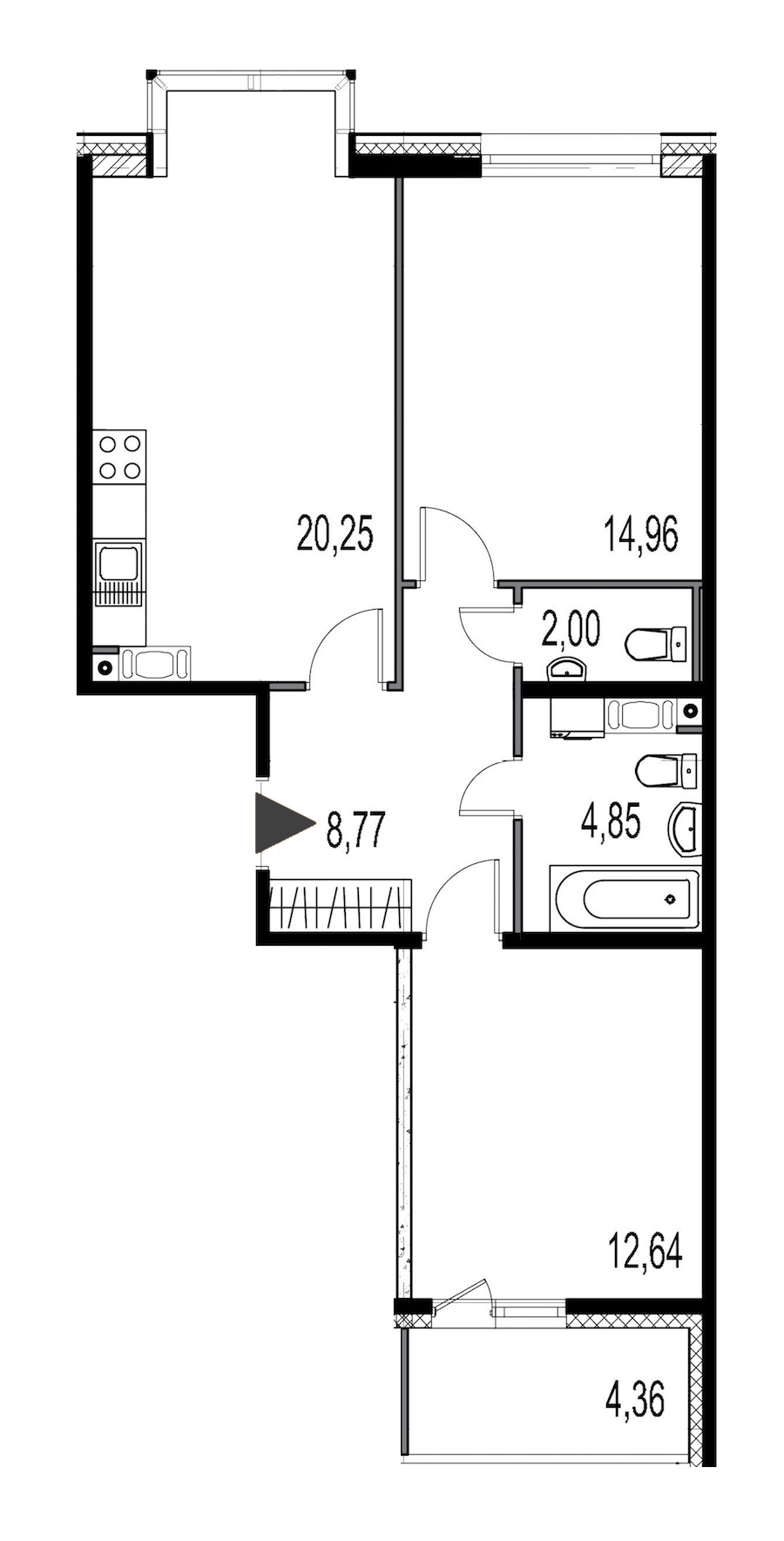 2-комнатная, 63 м² — ЖК ЖК Притяжение