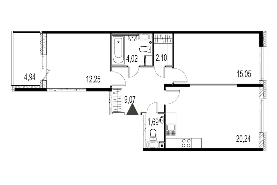2-комнатная, 64 м² — ЖК ЖК Притяжение