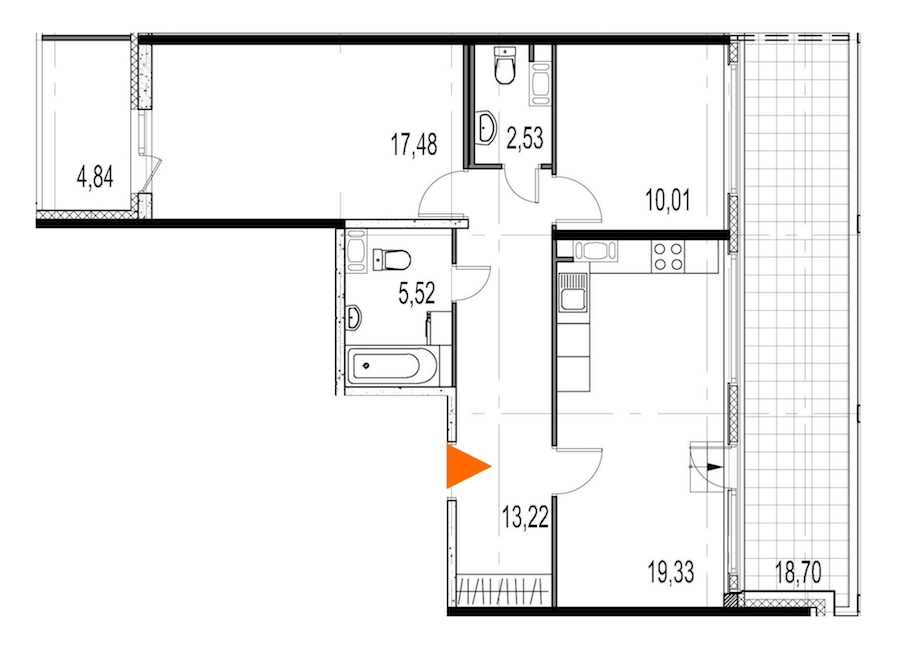 2-комнатная, 68 м² — ЖК ЖК Притяжение