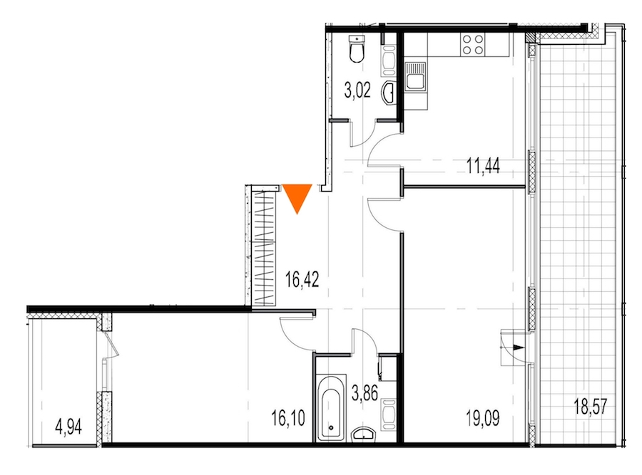 2-комнатная, 70 м² — ЖК ЖК Притяжение
