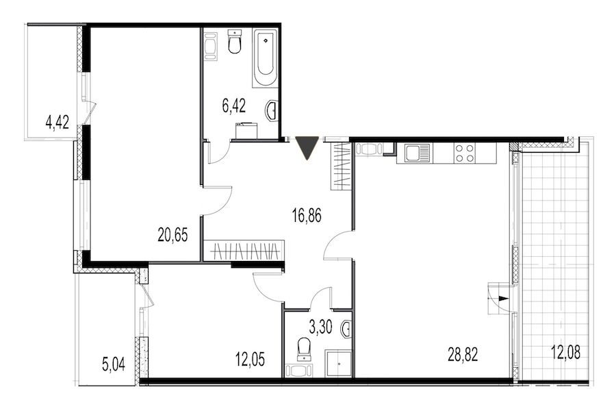 2-комнатная, 88 м² — ЖК ЖК Притяжение