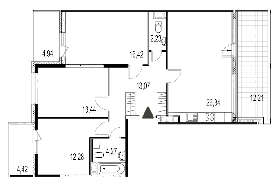 3-комнатная, 88 м² — ЖК ЖК Притяжение