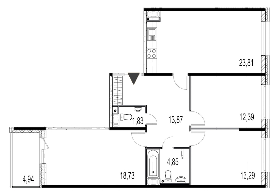 3-комнатная, 89 м² — ЖК ЖК Притяжение