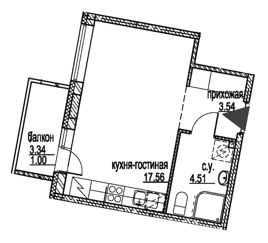 Студия, 27 м² — ЖК ЖК ID Мурино (Айди Мурино)