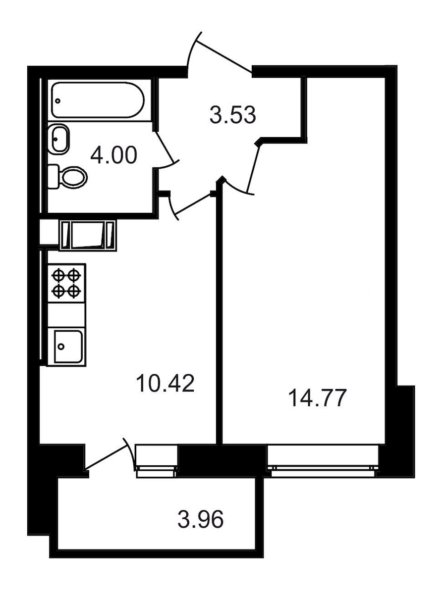 1-комнатная, 37 м² — ЖК ЖК Северный