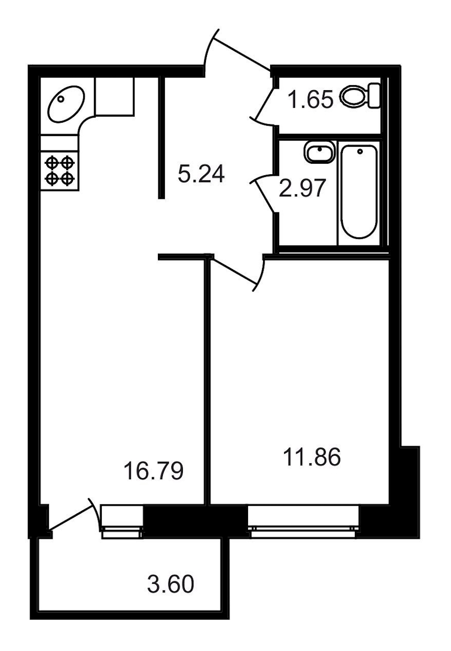 1-комнатная, 42 м² — ЖК ЖК Северный
