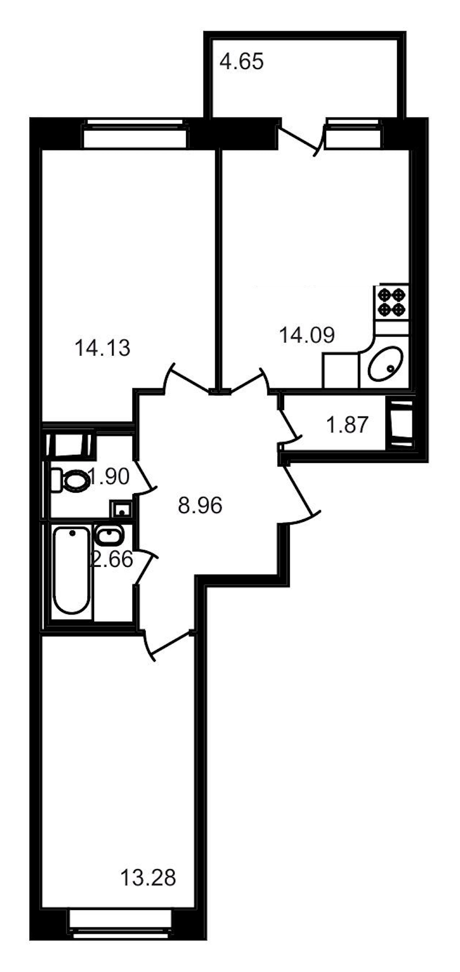 2-комнатная, 62 м² — ЖК ЖК Северный