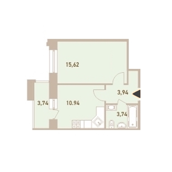 1-комнатная, 35 м² — ЖК ЖК Новый Лесснер