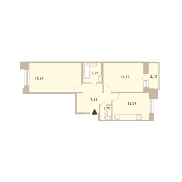 2-комнатная, 61 м² — ЖК ЖК Новый Лесснер