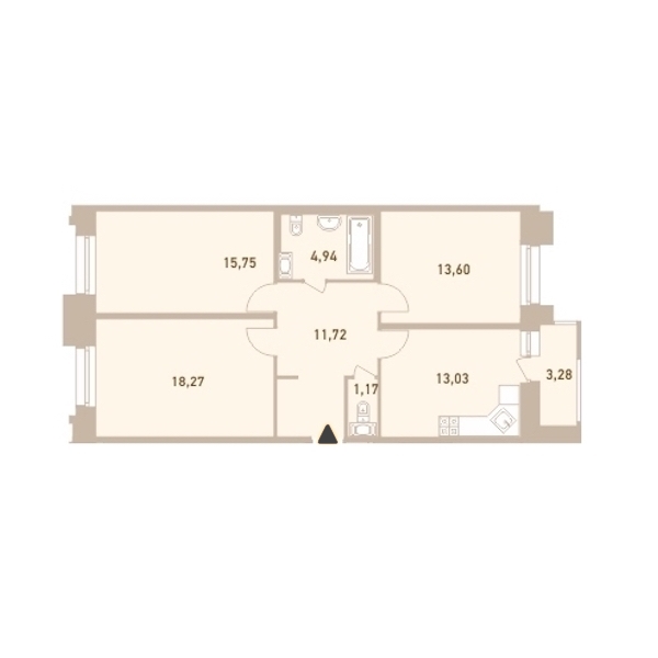 3-комнатная, 80 м² — ЖК ЖК Новый Лесснер