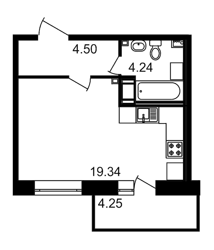 Студия, 32 м² — ЖК ЖК Елизаровский