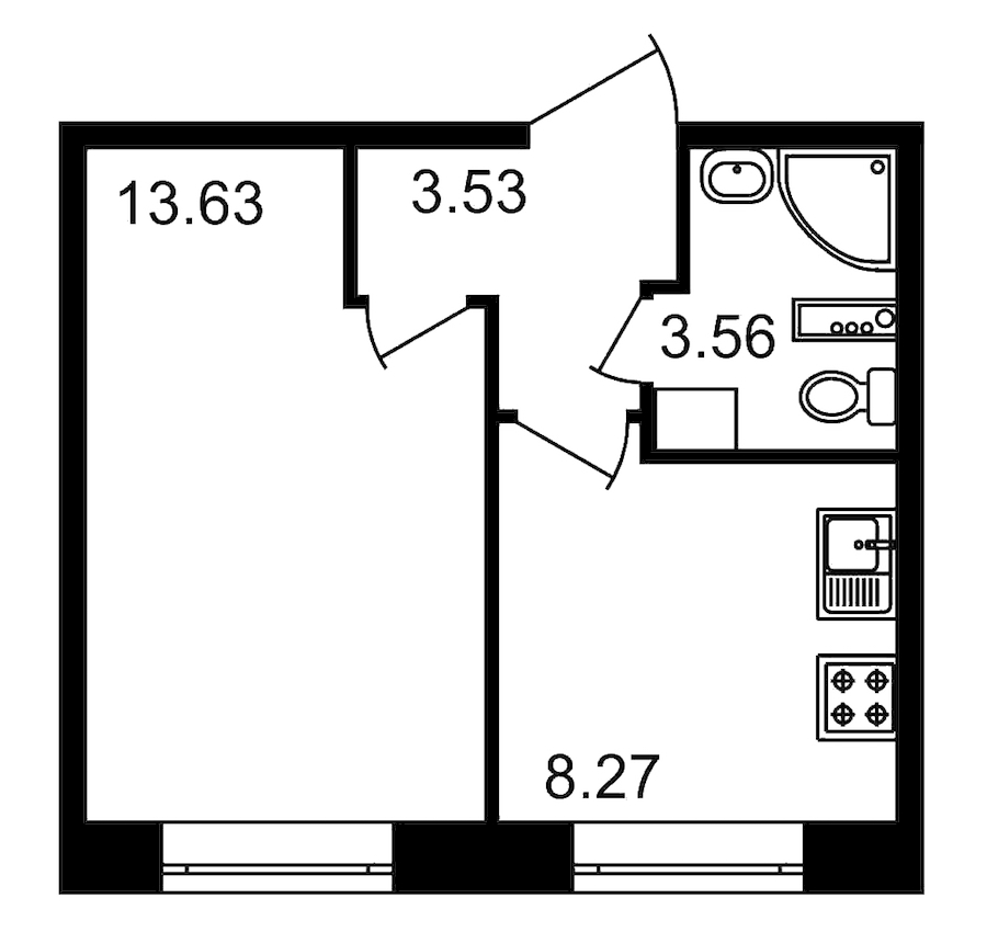 1-комнатная, 29 м² — ЖК ЖК Елизаровский