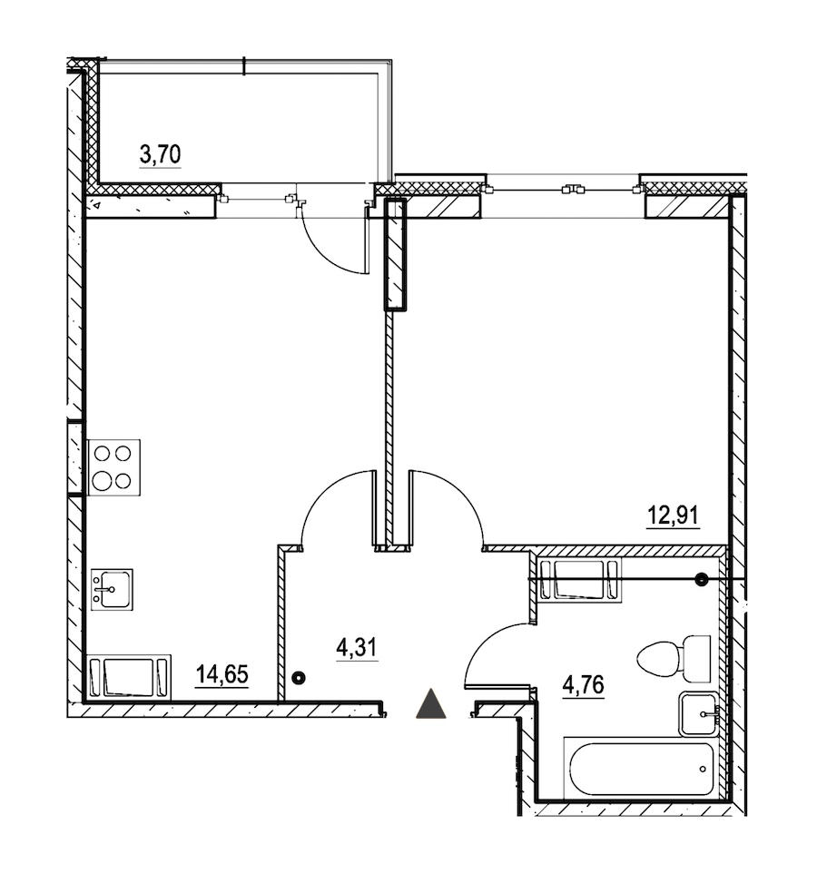 1-комнатная, 38 м² — ЖК ЖК Охта Хаус