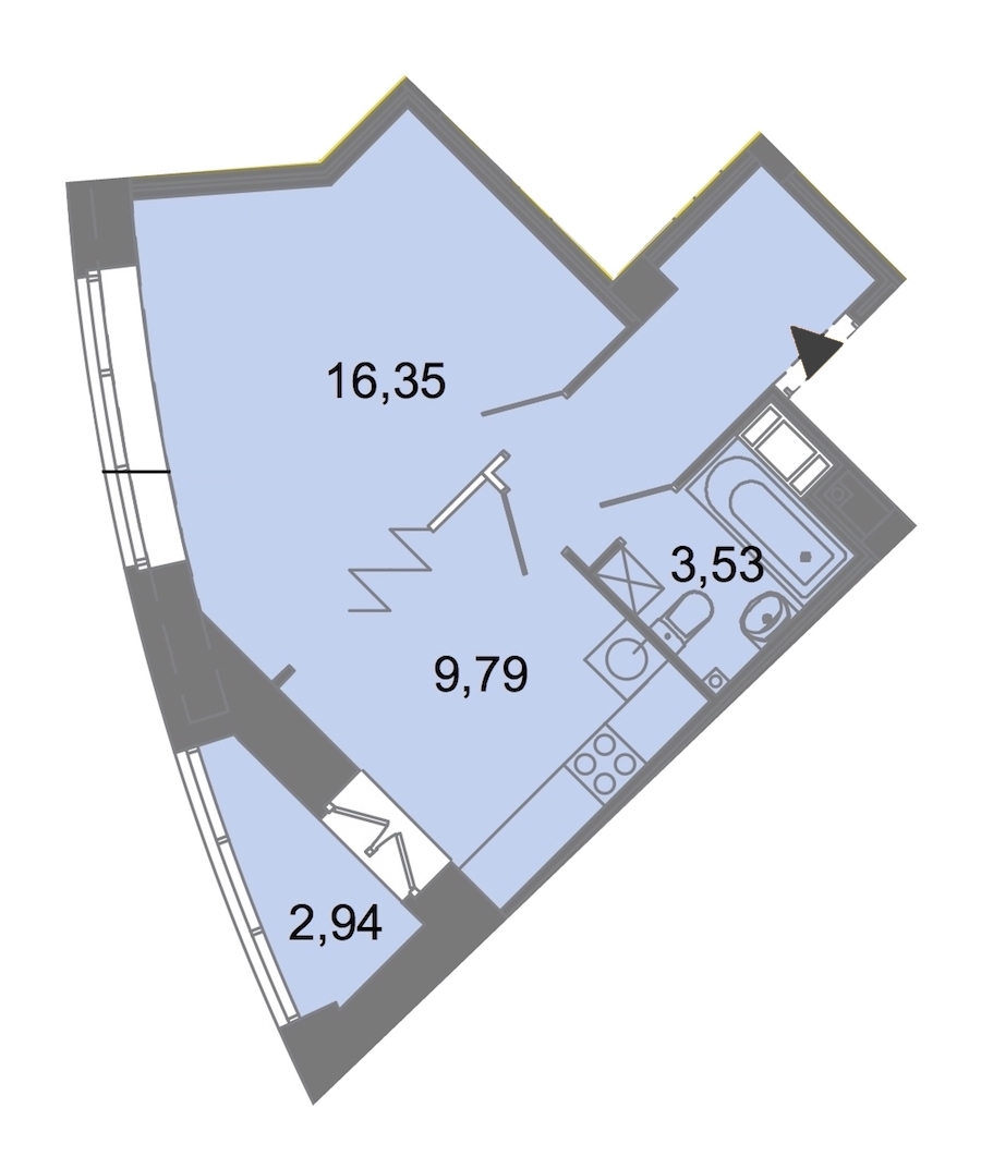 1-комнатная, 37 м² — ЖК ЖК Архитектор