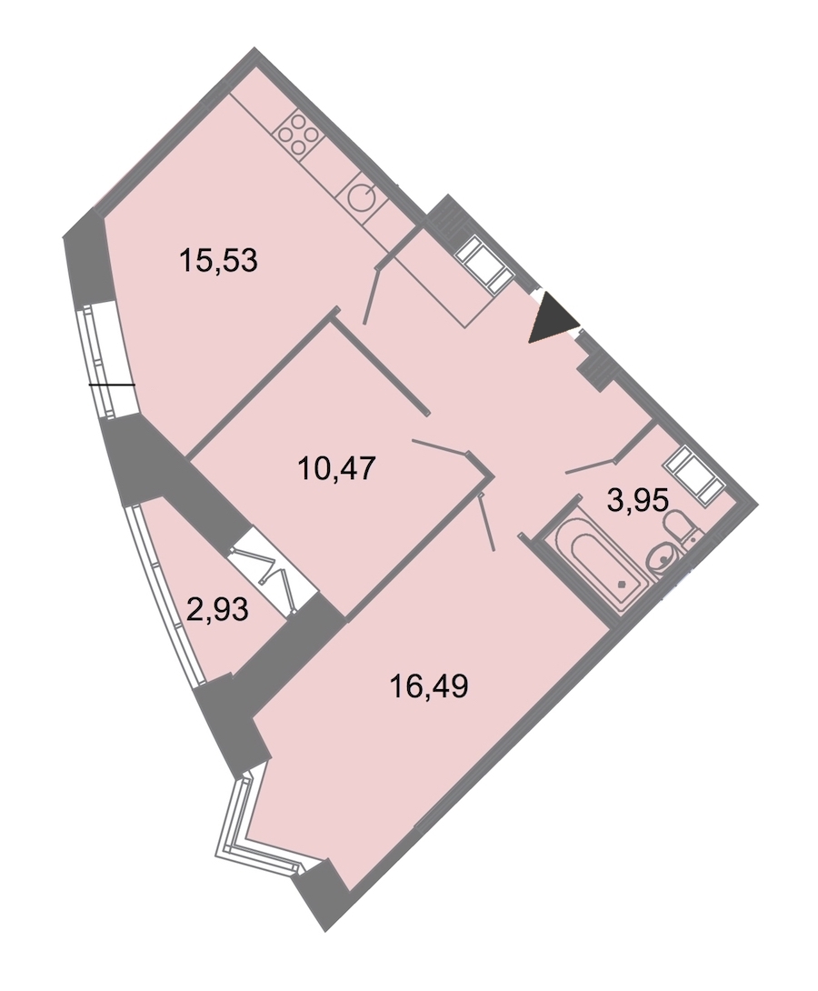 2-комнатная, 58 м² — ЖК ЖК Архитектор