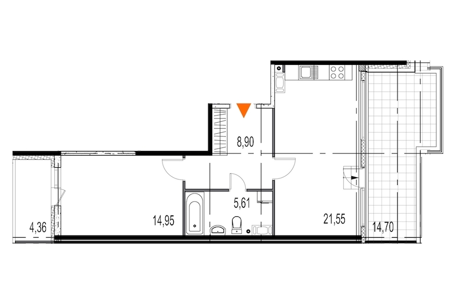 1-комнатная, 51 м² — ЖК ЖК Притяжение