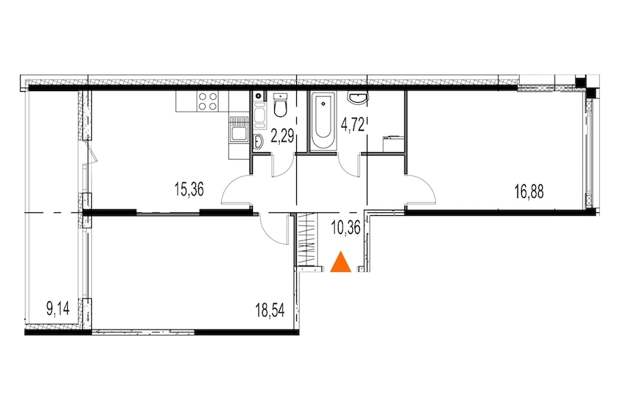 2-комнатная, 68 м² — ЖК ЖК Притяжение