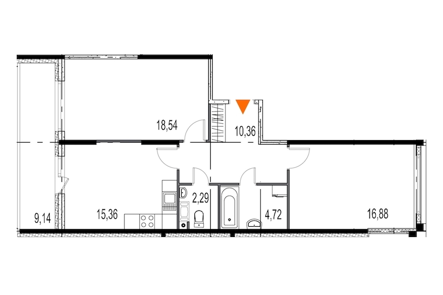 2-комнатная, 68 м² — ЖК ЖК Притяжение