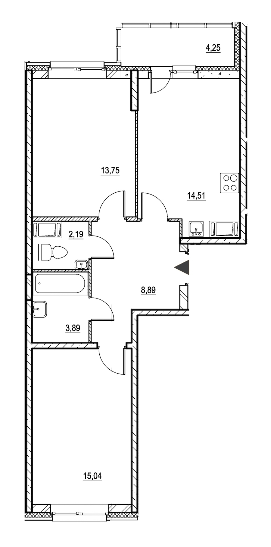 2-комнатная, 60 м² — ЖК ЖК Охта Хаус