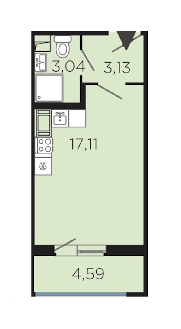 Студия, 28 м² — ЖК Апарт-комплекс Like (Лайк)