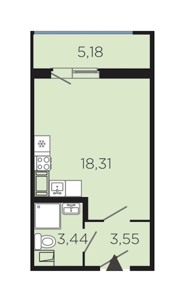 Студия, 30 м² — ЖК Апарт-комплекс Like (Лайк)
