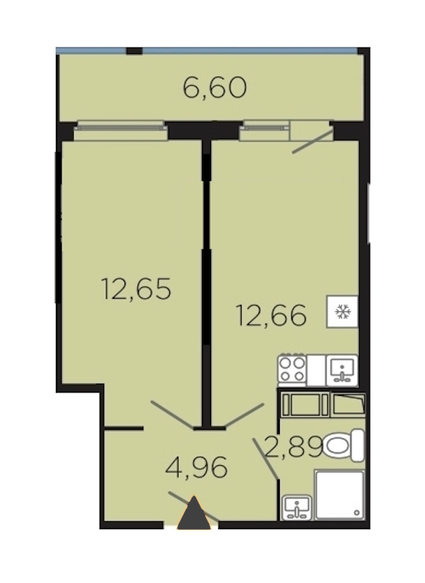 1-комнатная, 40 м² — ЖК Апарт-комплекс Like (Лайк)