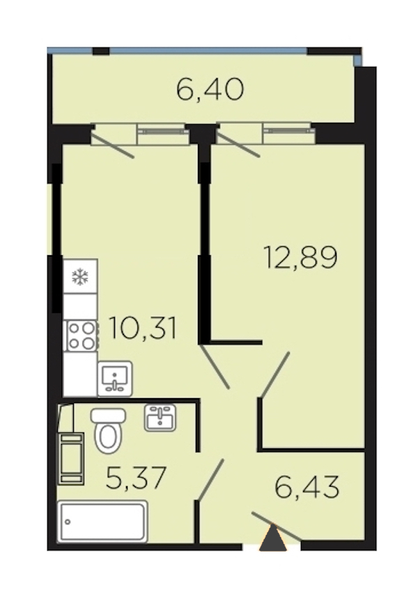 1-комнатная, 41 м² — ЖК Апарт-комплекс Like (Лайк)