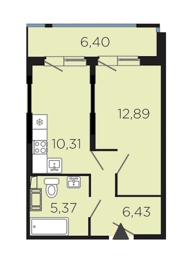 1-комнатная, 41 м² — ЖК Апарт-комплекс Like (Лайк)