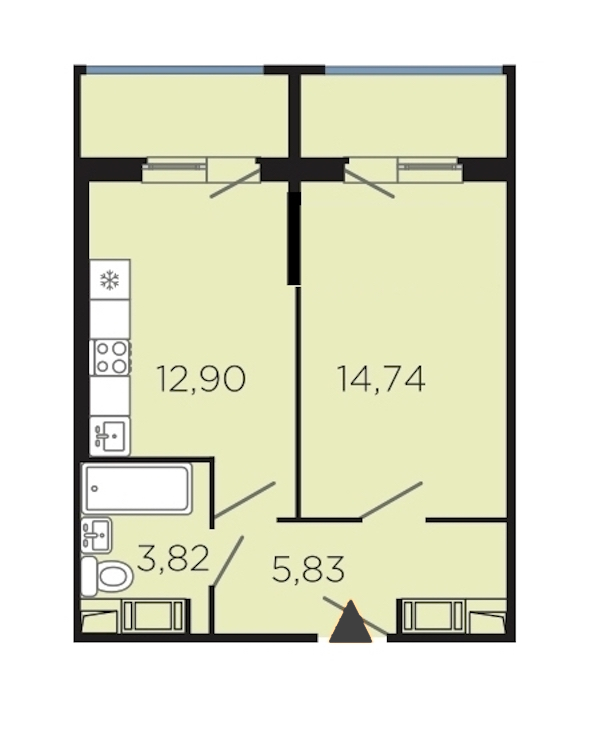 1-комнатная, 45 м² — ЖК Апарт-комплекс Like (Лайк)
