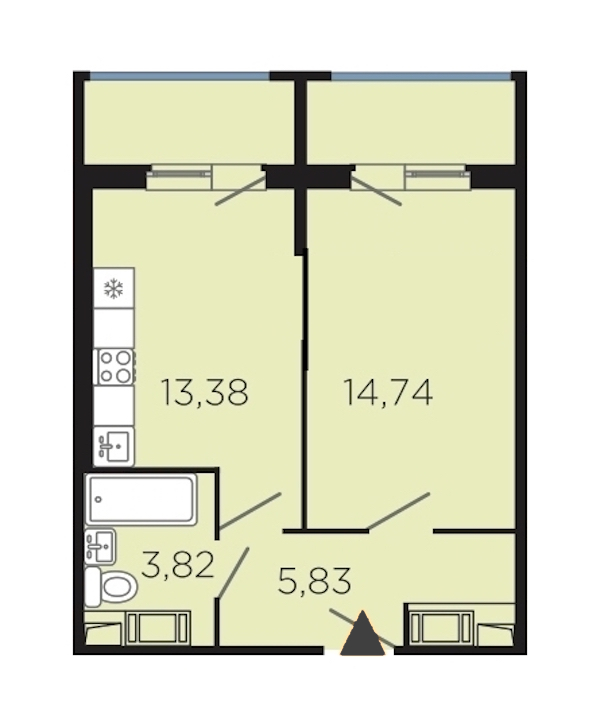 1-комнатная, 45 м² — ЖК Апарт-комплекс Like (Лайк)