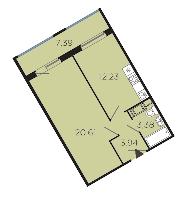 1-комнатная, 48 м² — ЖК Апарт-комплекс Like (Лайк)