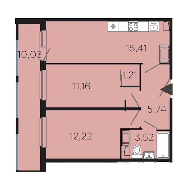 2-комнатная, 59 м² — ЖК Апарт-комплекс Like (Лайк)