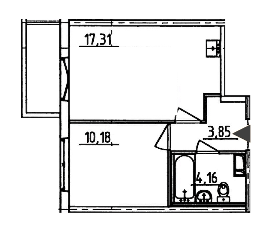 1-комнатная, 37 м² — ЖК ЖК Аэросити