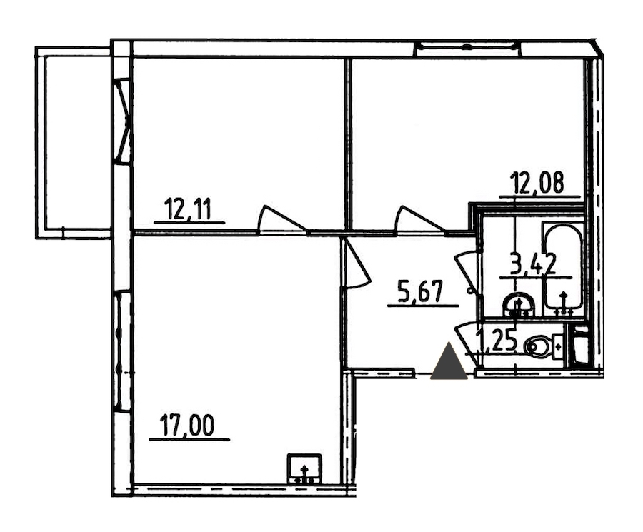 2-комнатная, 53 м² — ЖК ЖК Аэросити