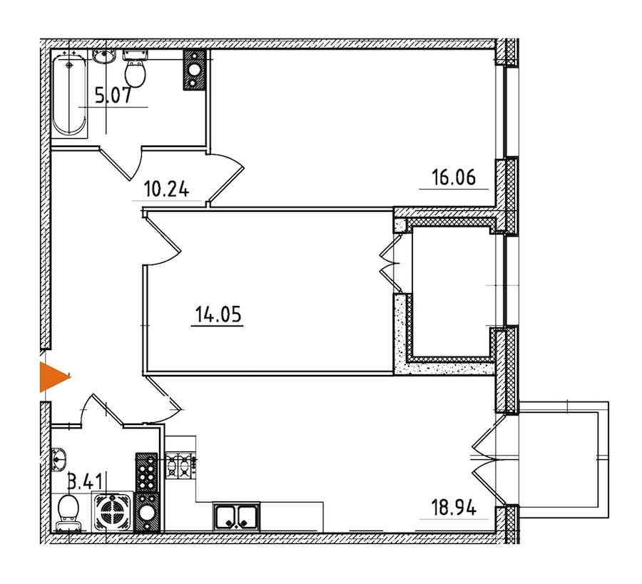 2-комнатная, 71 м² — ЖК ЖК Петровская доминанта