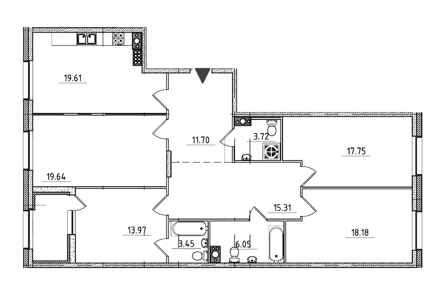 4-комнатная, 132 м² — ЖК ЖК Петровская доминанта