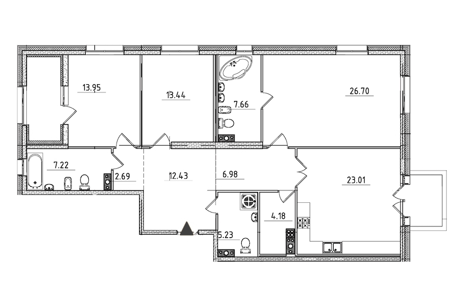 3-комнатная, 128 м² — ЖК ЖК Петровская доминанта