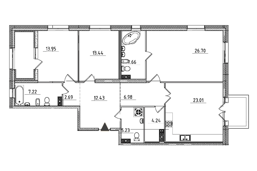 3-комнатная, 128 м² — ЖК ЖК Петровская доминанта